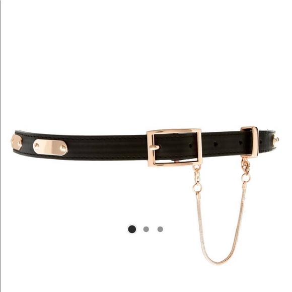 ASOS Accessories - NWT ASOS Gold Plate Detail Skinny Black Waist Belt